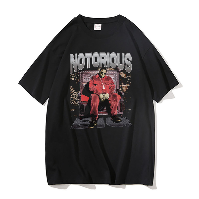 Notorious Big Graphic Print T-Shirt Rap Boss Small Hip Hop Retro Oversized T-Shirt Men Women Fashion