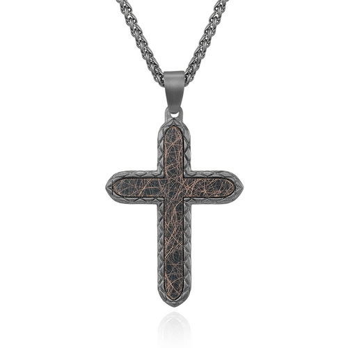 New original stamped prismatic inlaid antique pattern cross accessories men's two-color stainless steel two-color pendant