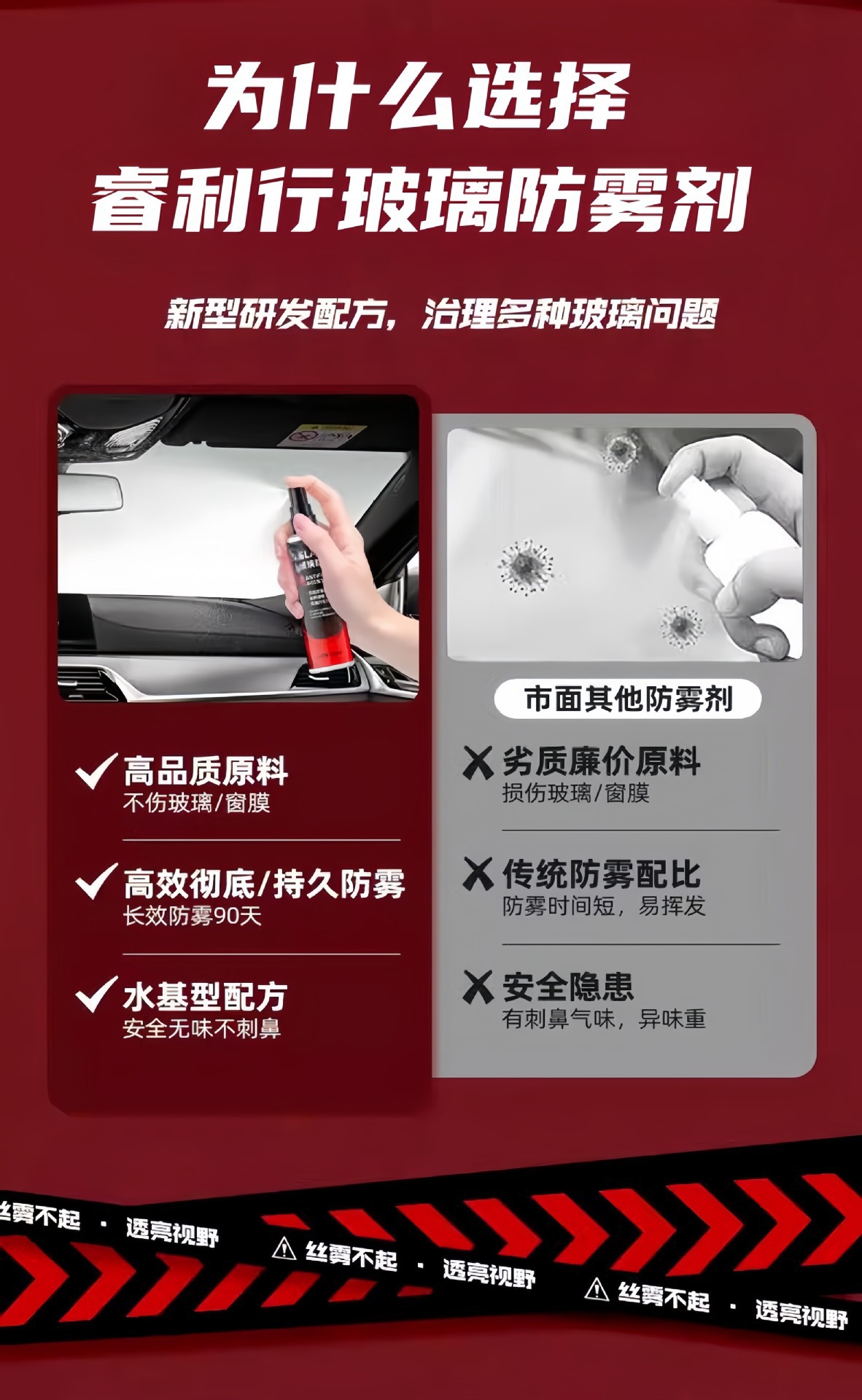 Car glass defogger for clear vision, car window defogger, front windshield anti-fog spray, wholesale