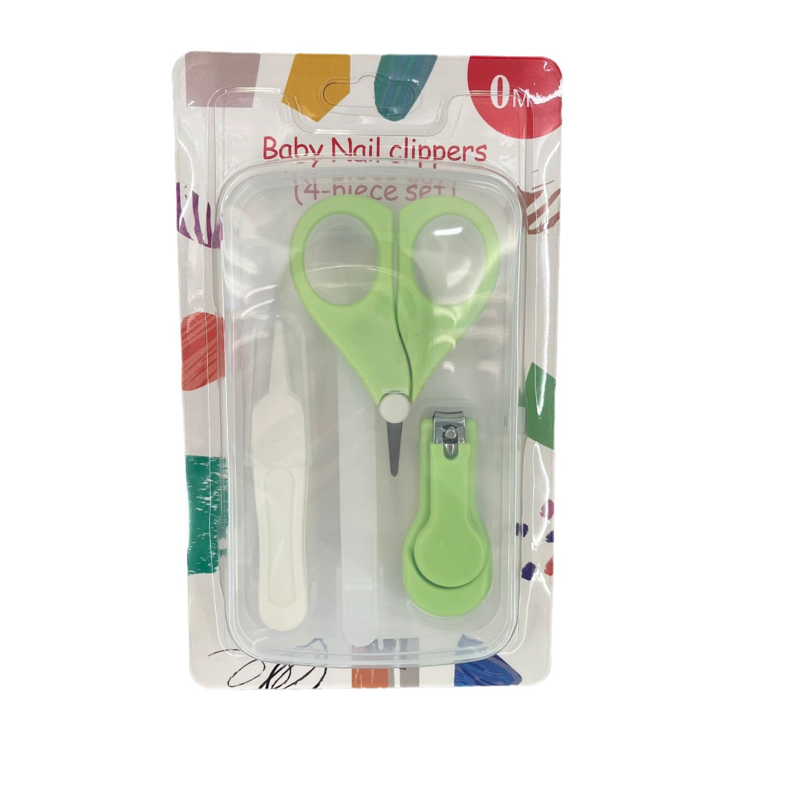 Cuatro piezas de tijeras de uñas para bebés multicolores, ajuste de clip de uñas de seguridad para bebés, conjunto de archivos de uñas para bebés