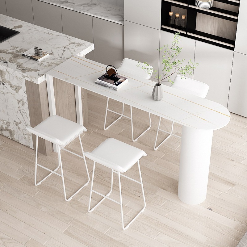 Modern Simple Household Rock Board Bar Table and Chair Combination Kitchen Living Room Marble High Table Casual Long Table