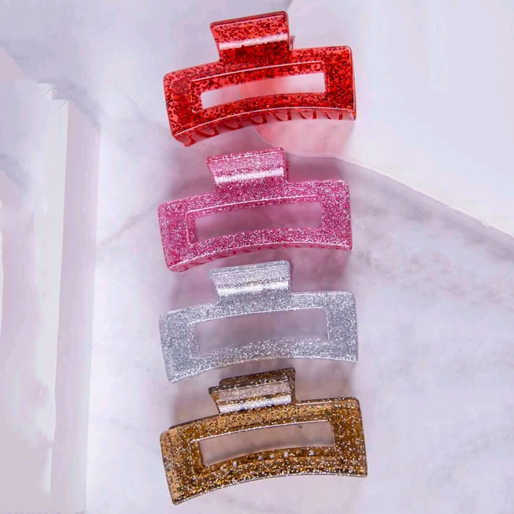 Cruzando la frontera 10,5 cm cuadrado gran clip de agarre fruta floral elegante en la parte posterior de la cabeza horquilla de la placa horquilla de tiburón tocado de agarre para el cabello