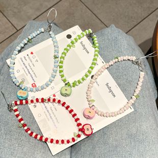 Ins Cartoon Handmade Beaded Mobile Phone Case Hanging Chain Keychain DIY Bracelet Camera ccd Backpack Hanging Decoration Anti-lost