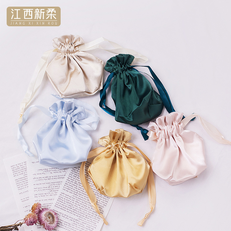 仿真絲布袋眼罩配件束口袋抽繩禮品包裝收納袋防塵袋定做logo