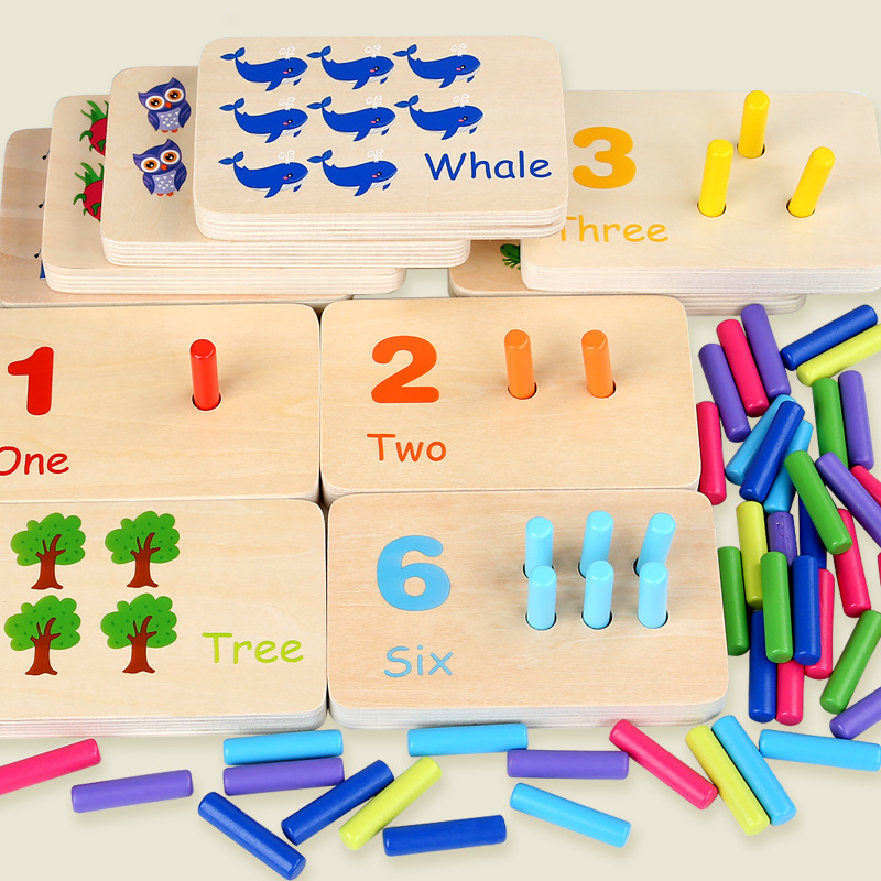 Niños Montessori Educación temprana Stick de aprendizaje de matemáticas Color Cognición Tablero de combinación Juego de palo de madera Juguetes educativos para bebés