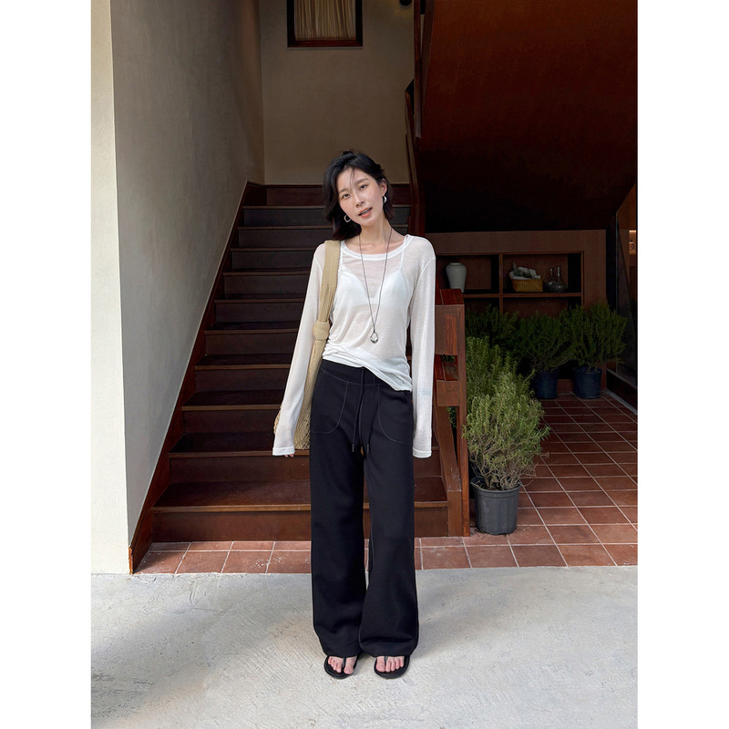 Han Xun Cartoon Leg Puff Pants, Slimming Elastic Comfortable Straight-Leg Long Pants for Women, 2026 Summer New Model 26928