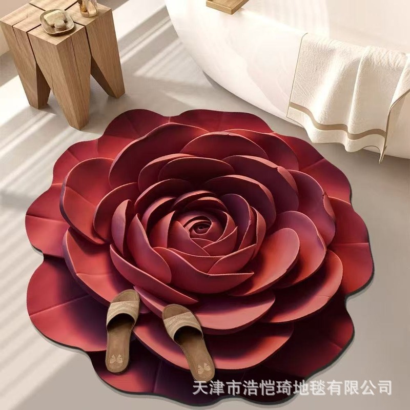 3D立体特殊形状大花珪藻泥フロアマット浴室フロアマット吸水性と汚れ防止浴室滑り止め速乾性フットマット|undefined