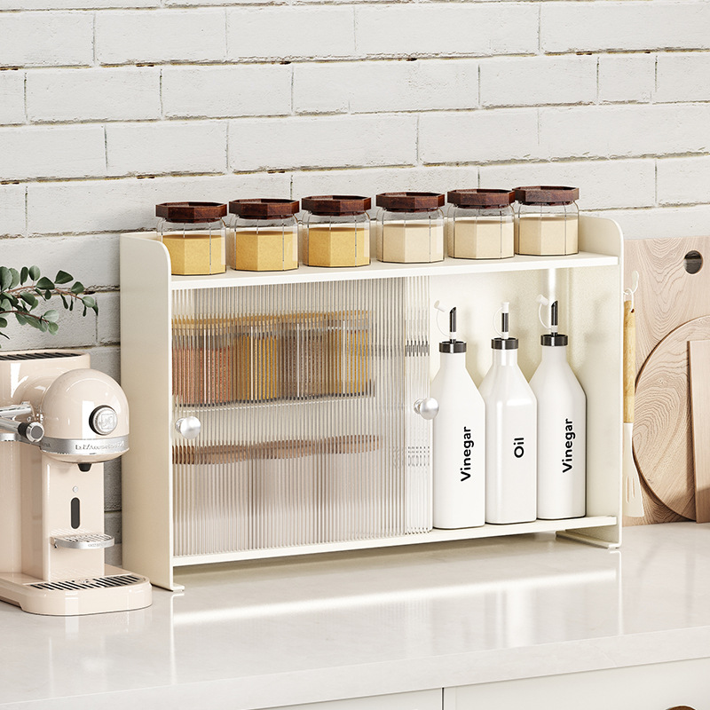 아크릴 슬라이딩 도어 수납 선반, 가벼운 고급 화장품 수납 선반, 차 커피 캔, 물컵 수납 선반