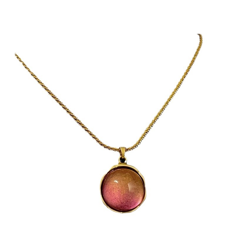 Mediados de antigua vintag plateado 24K arena gradiente de oro rosa miel piedra collar edad-reducción pendientes traje de alta calidad joyería del oído