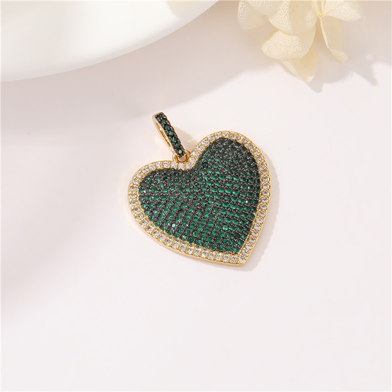 7g Weight Pendant Jewelry Making Type 14K Gold Plated Plating Material Zircon Inlay Material DIY Jewelry Accessories Classification 1 Piece Copper Zircon 14K Gold Plated Heart Shape Polished Pendant