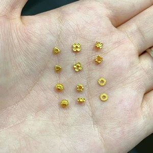 S925 Silver Gold-Plated Hollow Flower Caps for DIY Bracelets, Handmade Spacer Beads, Flower Caps, Positioning Beads