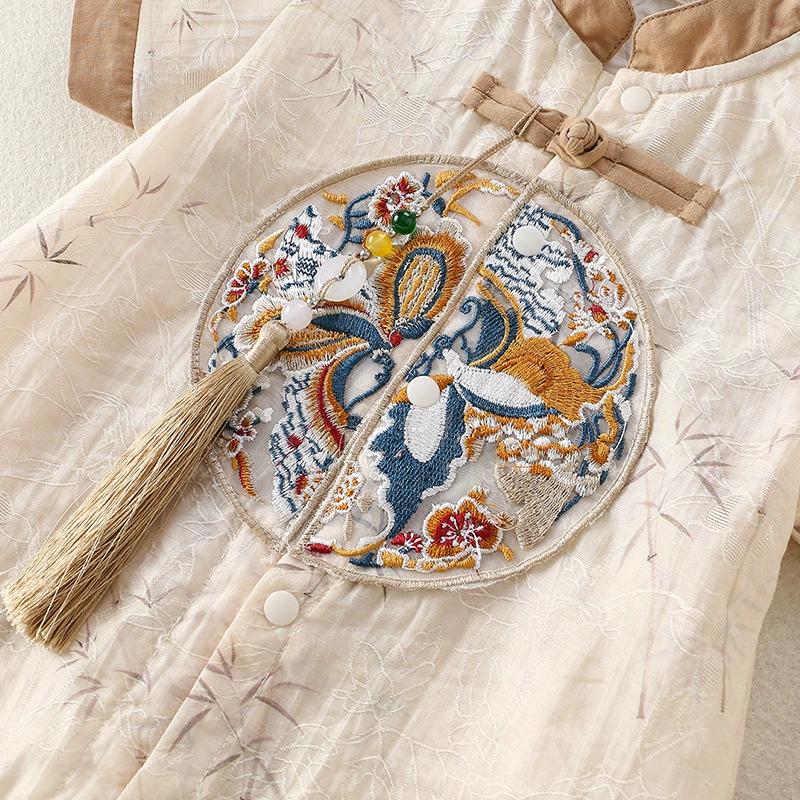 Children's summer dress for men and women girl's for new born, jacket, Chinese style, with embroidery, with short sleeve