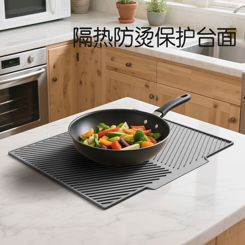 Venta caliente transfronteriza almohadilla de drenaje de pendiente de silicona plato de desvío grande almohadilla de secado embudo almohadilla de drenaje barra posavasos
