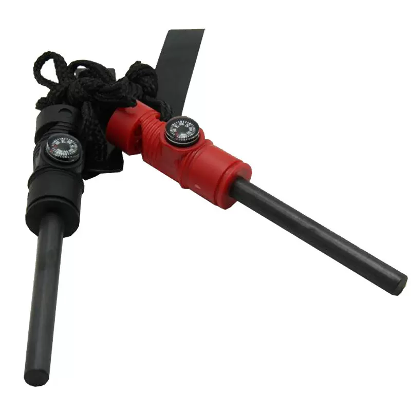 生存者户外长款三合一镁棒打火石棒多功能带口哨指南针野外批发