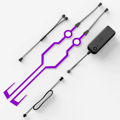 universal riding helmet light bar | Cold light sheet - one-to-two-helmet-strips-rechargeable-model-purple