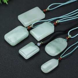天山翠吊坠平安无事牌天然新疆金丝玉石平安扣面包牌玉坠子批发