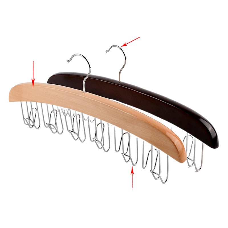 Solid Wood Tie Vest Storage Rack Wave-shaped Household Wardrobe Belt Belt Belt Multi-functional Log Wind Storage Hook
