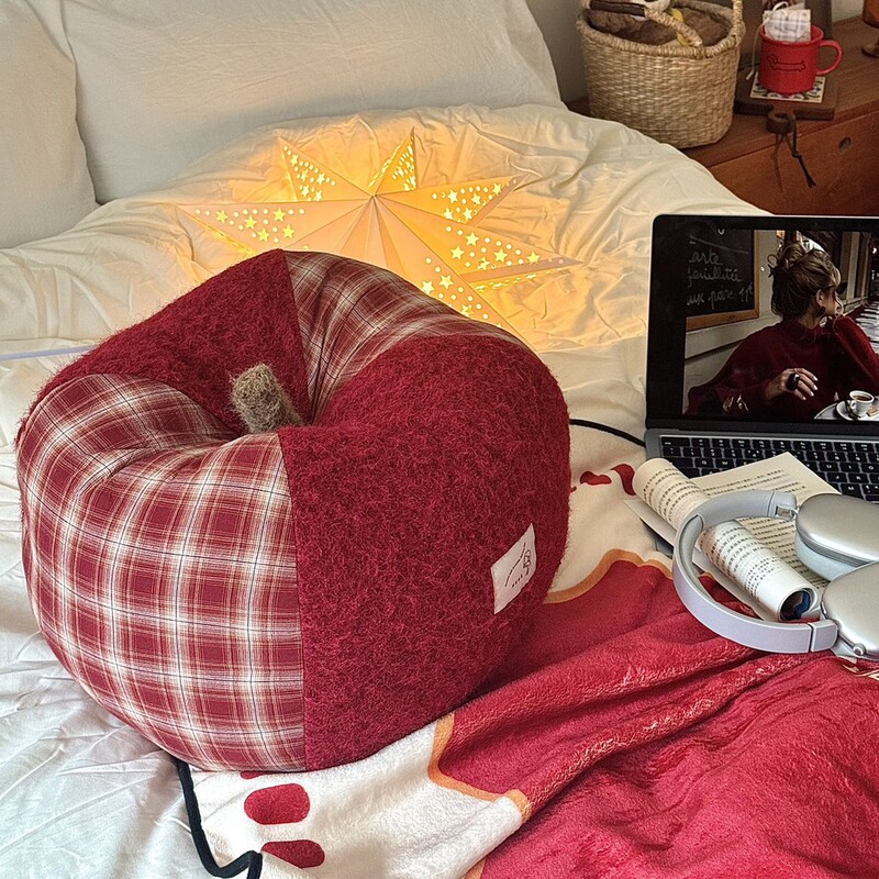New Year Atmosphere Red Plush Apple Pillow Sofa Cushion Peace Fruit Housewarming Wedding Gift Heart-Shaped Cushion
