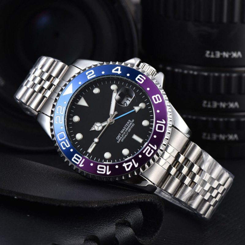 2025 Rolex Gmt Men's Quartz Ceramic Bezel Trendy Fashion Watch Steel Strap Luminous Waterproof Watch 2025 Rolex Gmt Men's Quartz Ceramic Bezel Trendy Fashion Watch Steel Strap Luminous Waterproof Watch