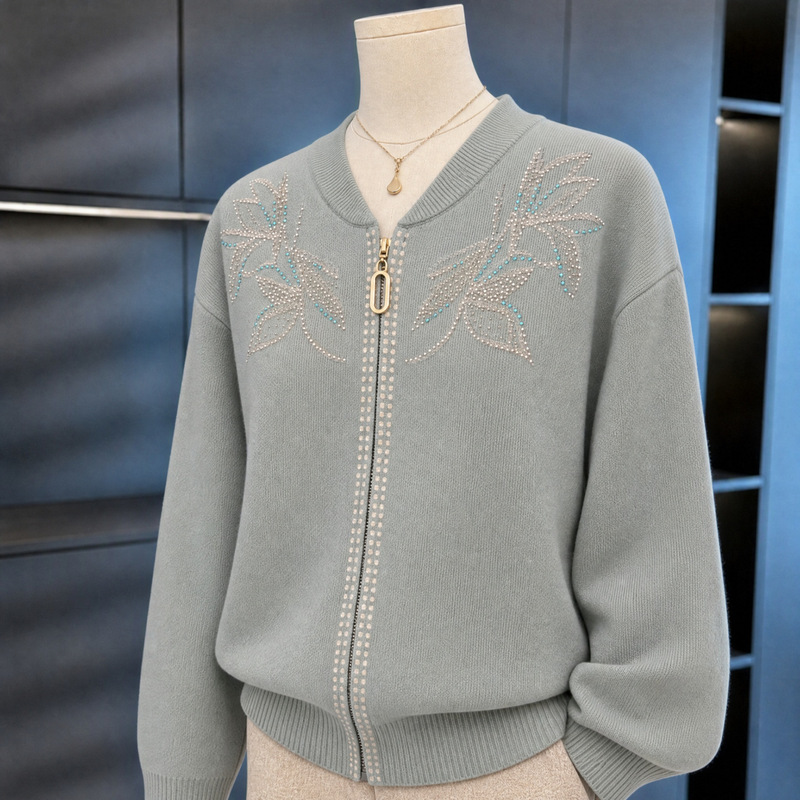 2026 Autumn New Fashion Knitted Cardigan for Mothers, New Year's Top, Elegant Sweater Coat for Middle-Aged and Elderly Women