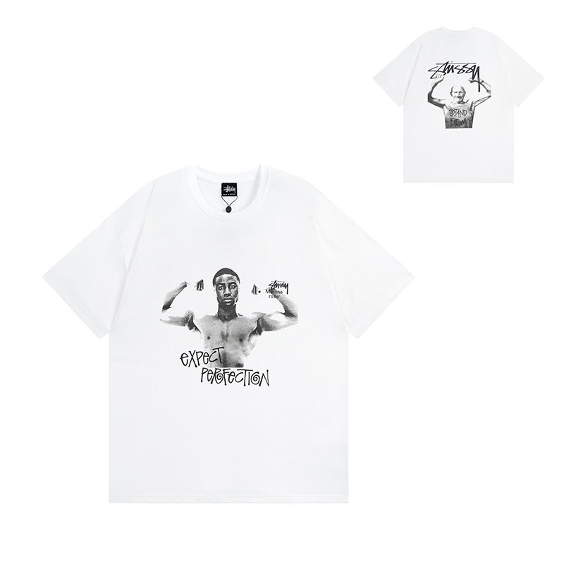 国境を越えた卸売りstyスチュアート黒8クラシック24ss半袖純綿夏ゆるいtシャツ男女同金|undefined