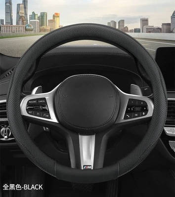 Anti-Slip and Wear-Resistant Handlebar Covers for Large and Small Cars, Trucks, Buses and Buses 45/47/50cm Cross-Border E-Commerce Dropshipping (Steering wheel cover) - black-38cm