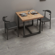 复古实木铁艺餐桌正方形小餐桌饭桌小方桌餐厅咖啡奶茶店桌椅1051
