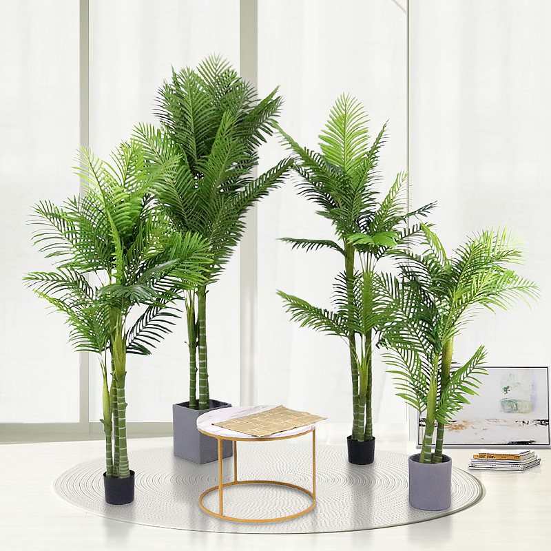 仿真棕櫚樹散尾葵三杆假盆栽內飾裝飾仿真樹綠植盆景仿真植物擺件