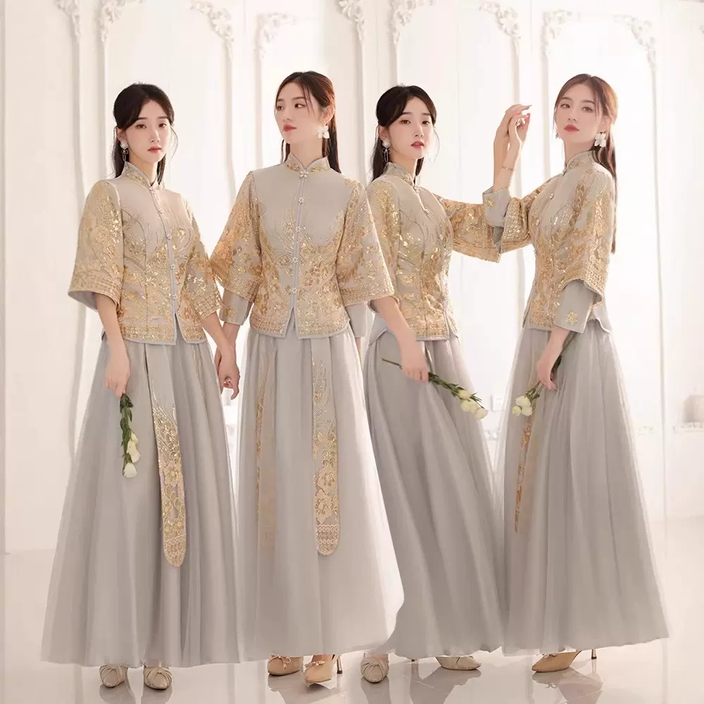 中式伴娘服2025年新款中国风婚礼姐妹裙伴娘团大码秀禾伴娘礼服女