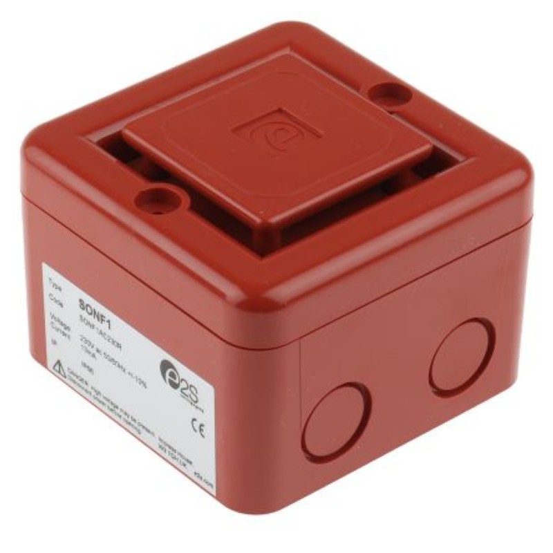 e2s SONF1AC230R 警报发声器电子报警器10音调230V交流红色