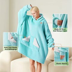 2025 秋と冬のフード付きレイジーブランケットヨーロッパとアメリカのホームレジャー怠惰な服フランネルラムベルベットテレビテレビブランケットスウェットシャツ