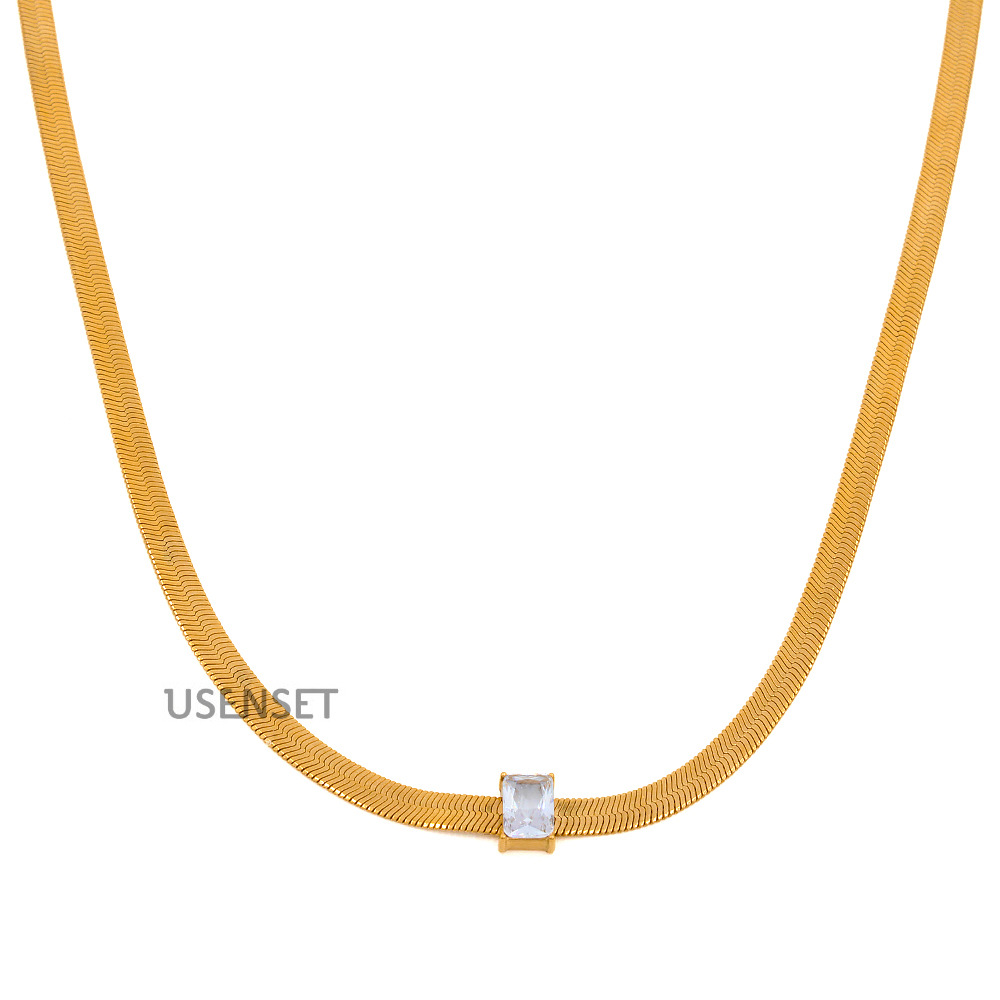 Necklace Classification 1 Piece Quantity Fashion Square Stainless Steel Plating Inlay Zircon Necklace 1 Piece