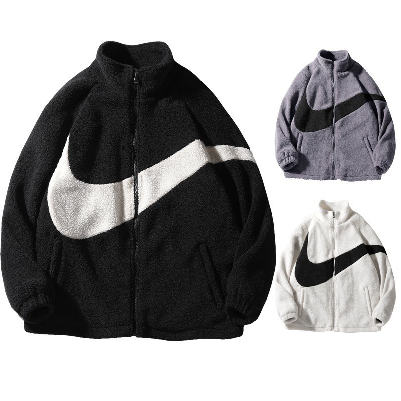 Autumn and Winter Thickened Warm Large Hook Fashion Men's Lamb Fleece Sports Jacket Youth Fleece Cardigan Jacket