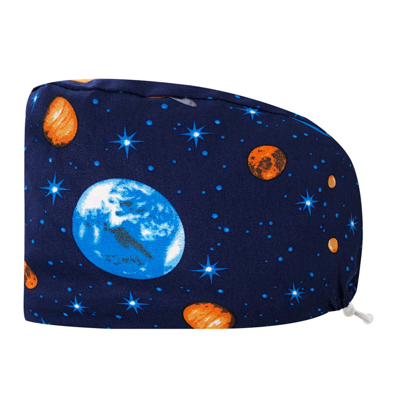 Sombrero de algodón estampado, bonito sombrero de enfermera, dientes, electrocardiograma, herramienta médica, patrón, sombrero de trabajo, sombrero Baotou, exportación