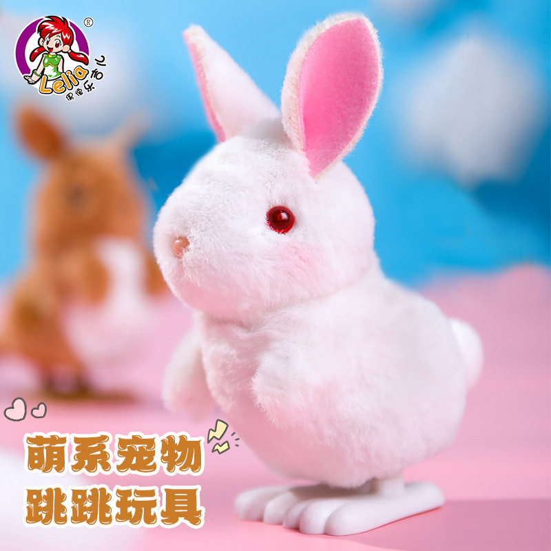 Jumping White Rabbit Coil Toy Simulation Plush Kangaroo Doll Le Jill Doll Birthday Gift Wholesale