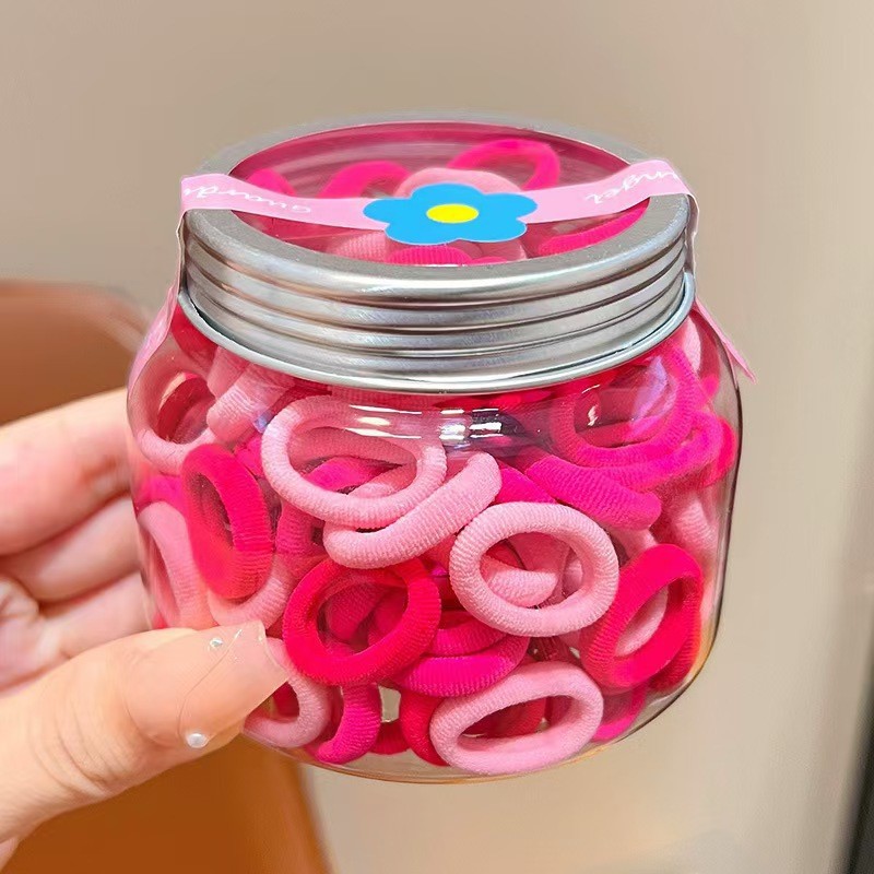 Desechable banda de goma Love Box dibujos animados pequeña flor pinza macaron color alta elástico niños horquilla pelo cuerda pelo accesorios