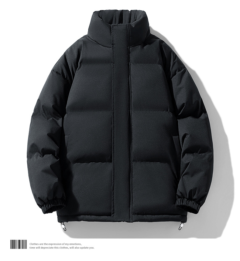 Men's Winter Couple Stand Collar Outdoor Cotton Coat Thickened Warm Solid Color Trendy Brand Plus Size Puffer Jacket_voghion.com