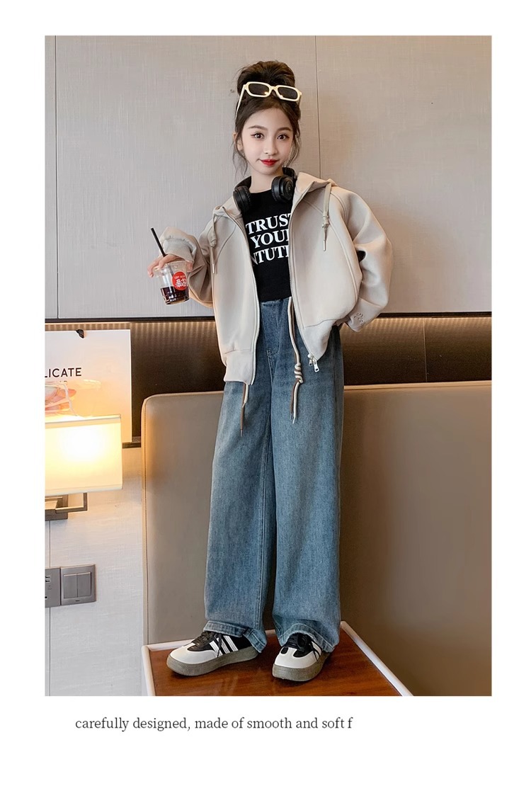 Ensemble sweatshirt cardigan ample à manches longues enfant_voghion.com