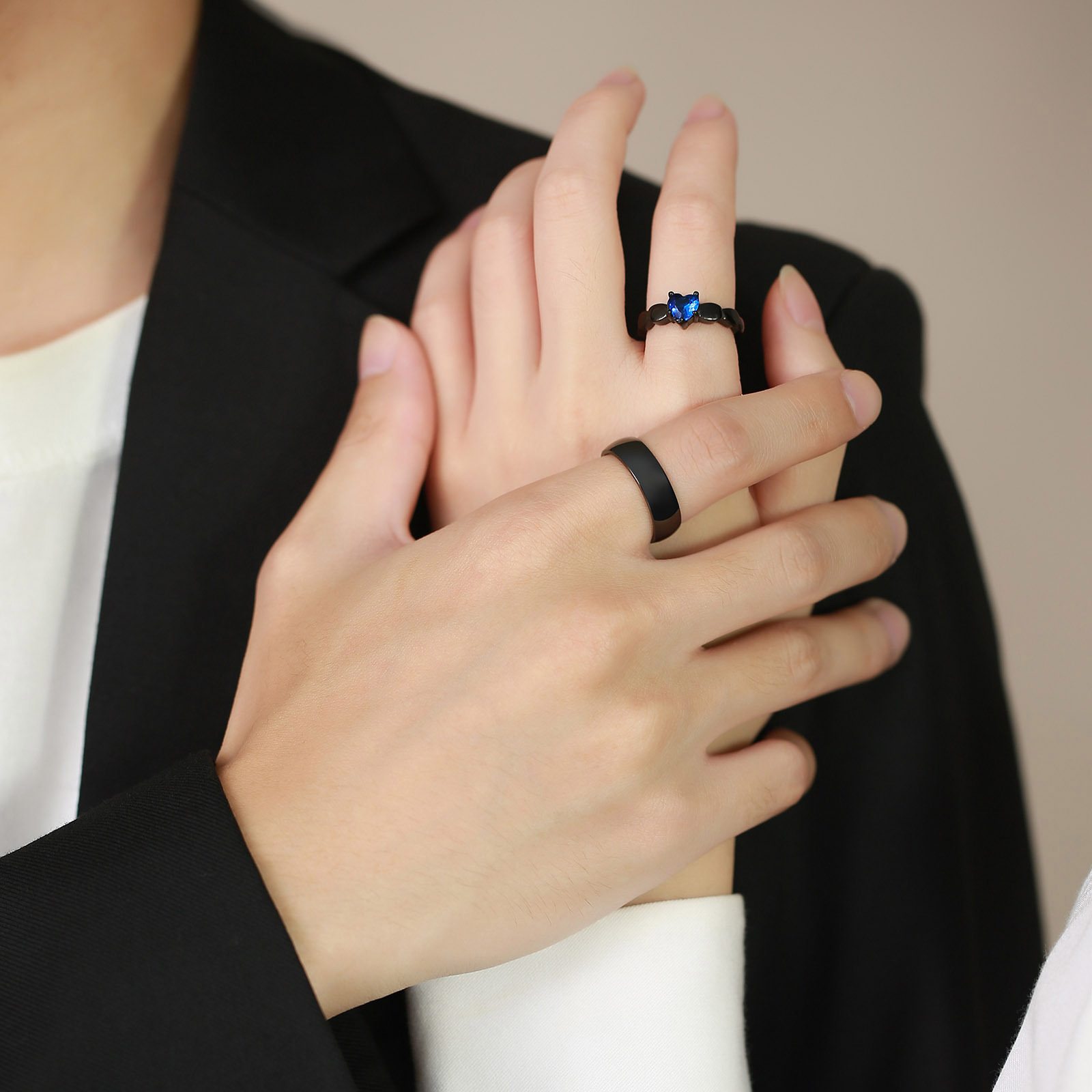 7g Weight Zircon Inlay Material Rings Classification 5, 6, 7 Ring Size Daily Occasion 304 Stainless Steel Material Heart Shape Pattern Couple Gender Inlay Design Simple Style Style Simple Style Heart Shape Titanium Steel Rings Inlay Zircon Stainless Steel Rings 9