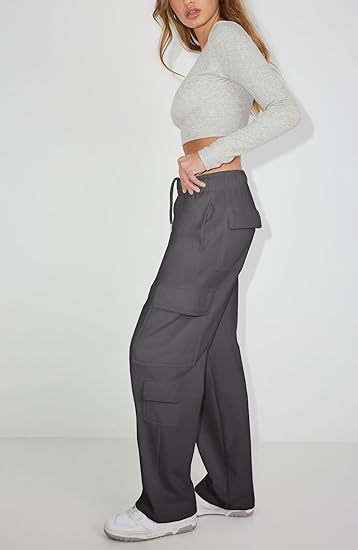 Women's Clothing New Multi Pocket Y2K Overalls Casual Loose Sports Fitness Wide Leg Pants_voghion.com