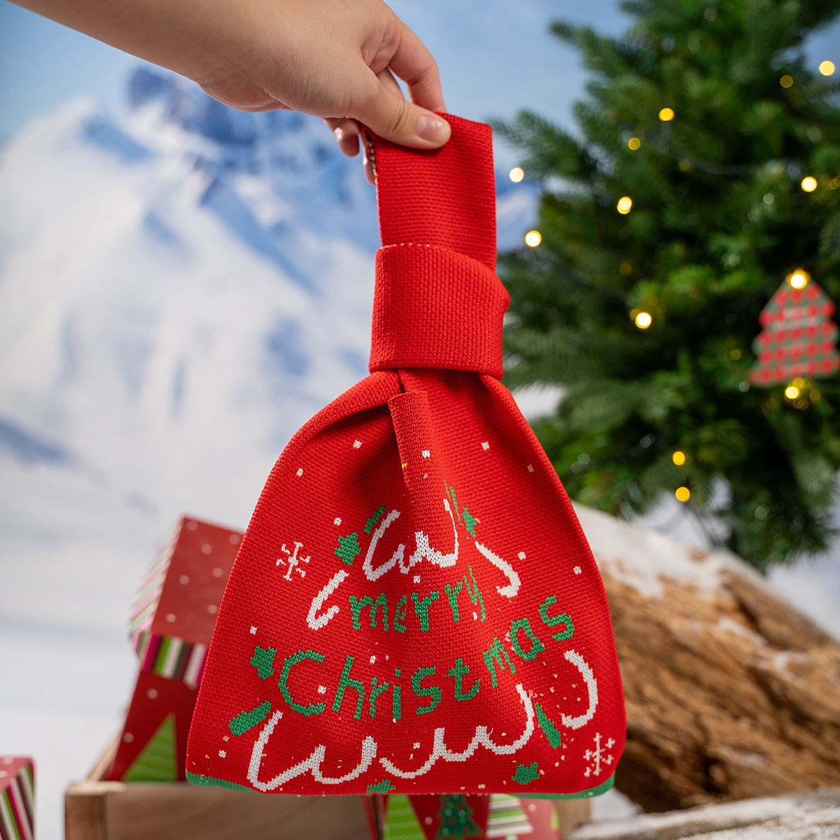 산타 클로스 짠 토트 가방 쇼핑백 학생 가방 모든 경기 대용량 휴일 제한 크리스마스 이브 테마