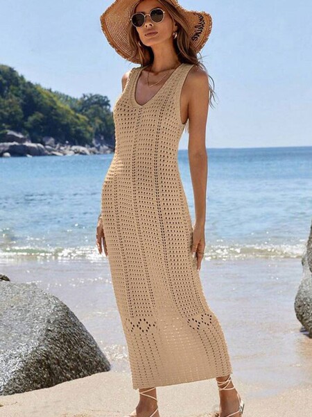 beach solid color long tank top