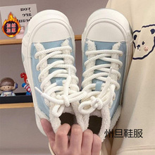 秋冬季加绒加厚棉鞋高帮帆布鞋女2025年新款保暖二棉鞋运动板鞋子