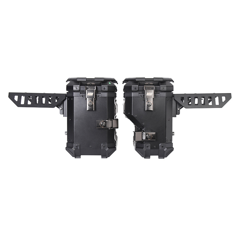 38L Right-Side Multifunctional Armored Black Aluminum Alloy Three-Box Motorcycle Tail Box Side Box Motorcycle Camping Style Trunk
