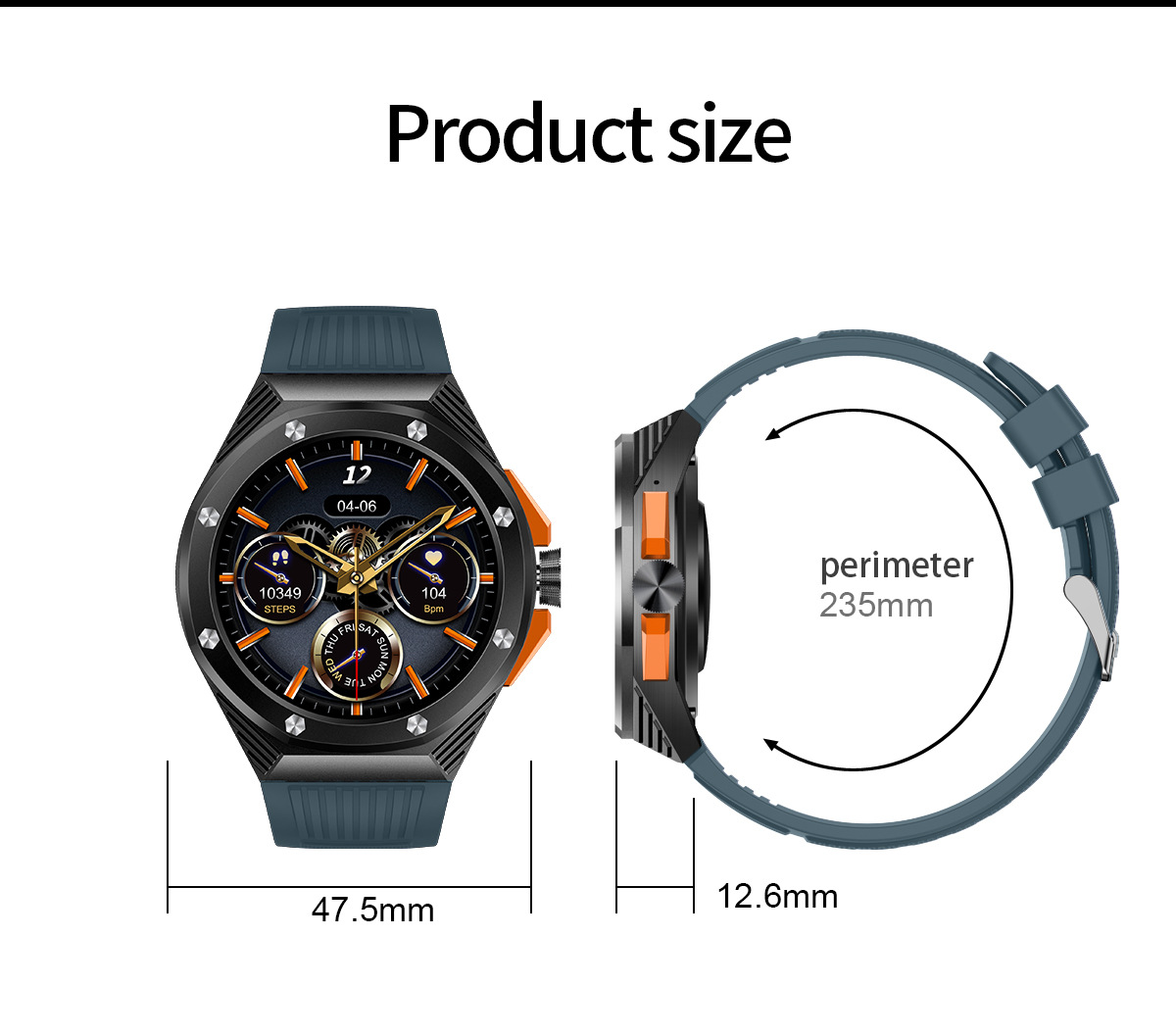 Reloj inteligente HT8 de 1,46 pulgadas con llamadas Bluetooth y codificador cardíaco_voghion.com