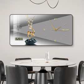 轻奢钟表挂钟万年历电子表挂墙现代简约餐厅装饰画挂表饭厅静音表