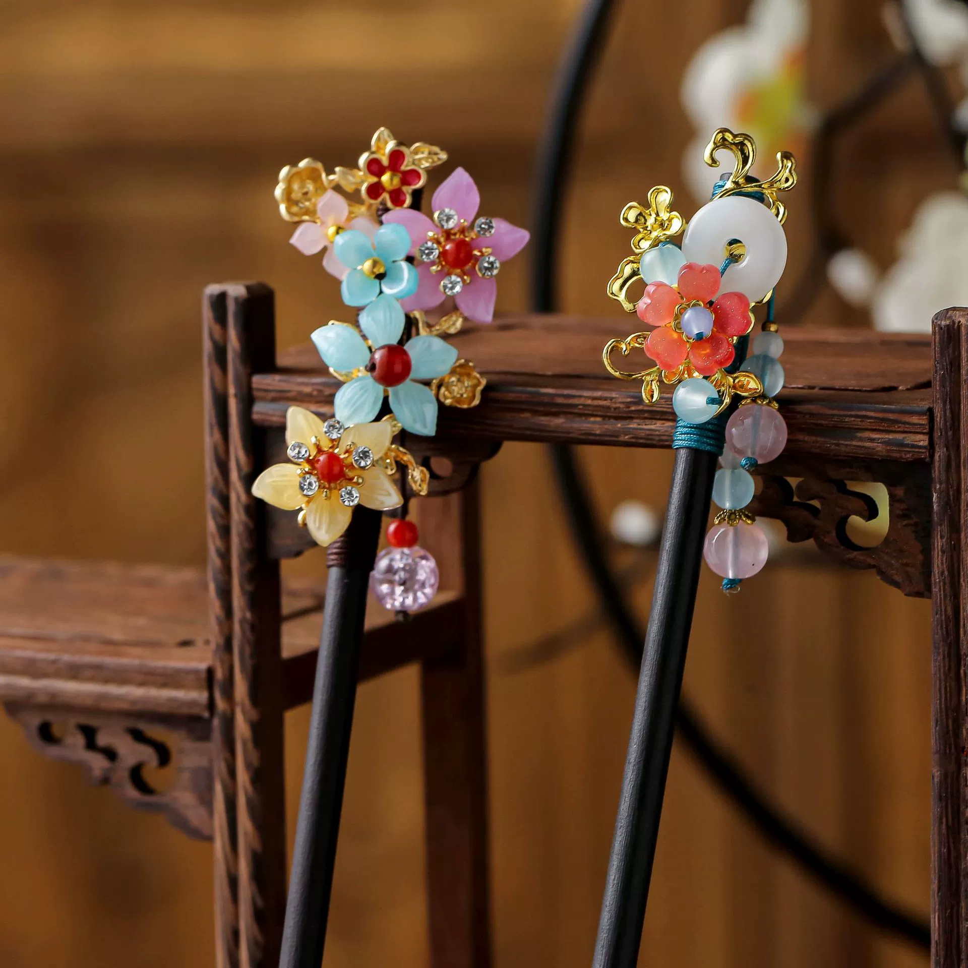 Fresh retro Chinese hairpin with tassels sandalwood, cheongsam, hairgrip, hair accessory