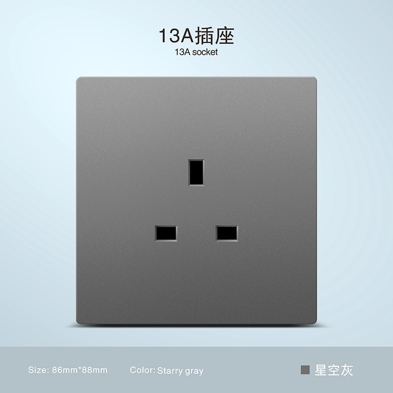 Inglés ultra delgada piel gris 250V pared escondida toma de corriente 13A Hong Kong Macao puerto con interruptor de oferta transfronteriza image 15