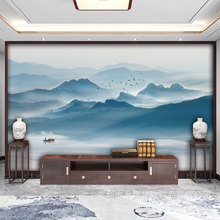 定制壁画3d新中式水墨山水画壁布客厅电视背景墙沙发壁纸影视墙布