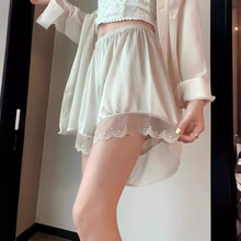 新款安全裤女防走光不卷边可外穿大码冰丝夏季薄蕾丝打底短裤